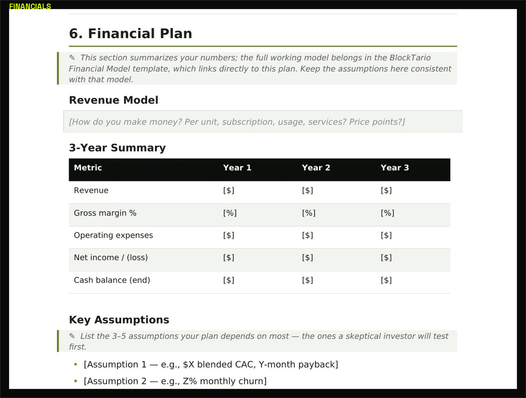 Business Plan Template preview 3